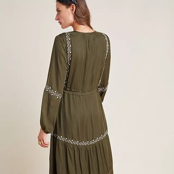 New Dolan Collection Elise Tasseled Green Dress Anthropologie NWT XXS - Picture 4 of 11